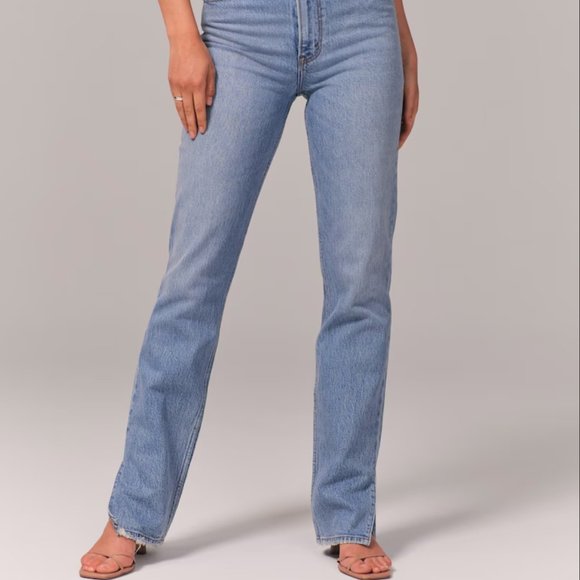ABERCROMBIE Ultra High Rise 90s Straight Jean x Light Vent Hem Wash - size 26/S - Picture 3 of 13